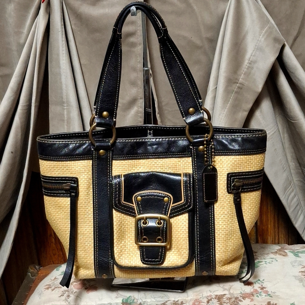 Coach Black and Tan Tote Bag